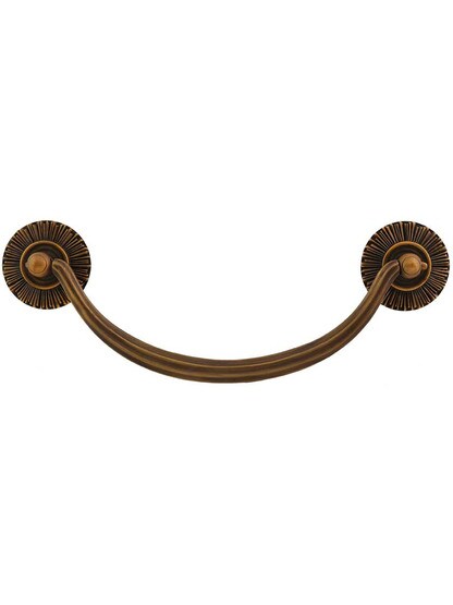 Smooth Bail Pull with Sunburst Rosettes - 5 1/2 inch Center-to-Center in Estate Dover.